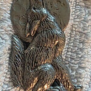 Vintage Metal Bolo Tie, Nice Wolf Howling at the Moon Design, Nice Western